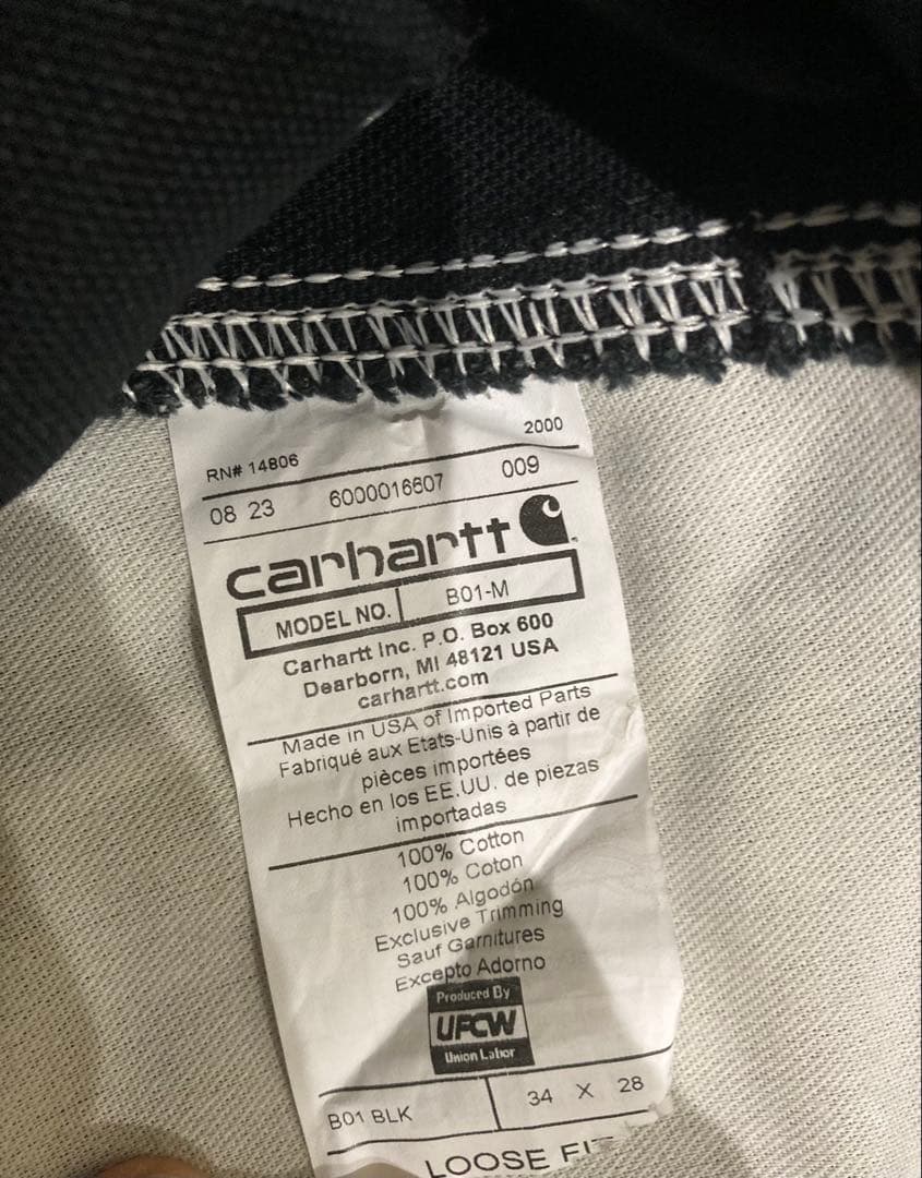 USA製 Carhartt カーハート ブラック W34L28 ダブルニーパンツ