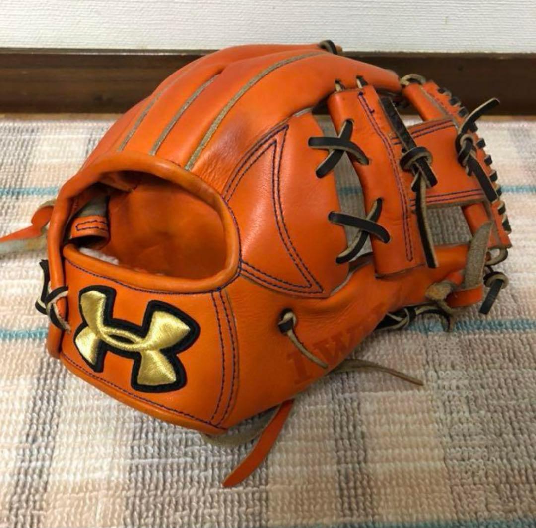 「激レア」アンダーアーマー オレンジ 硬式グローブ 内野手用