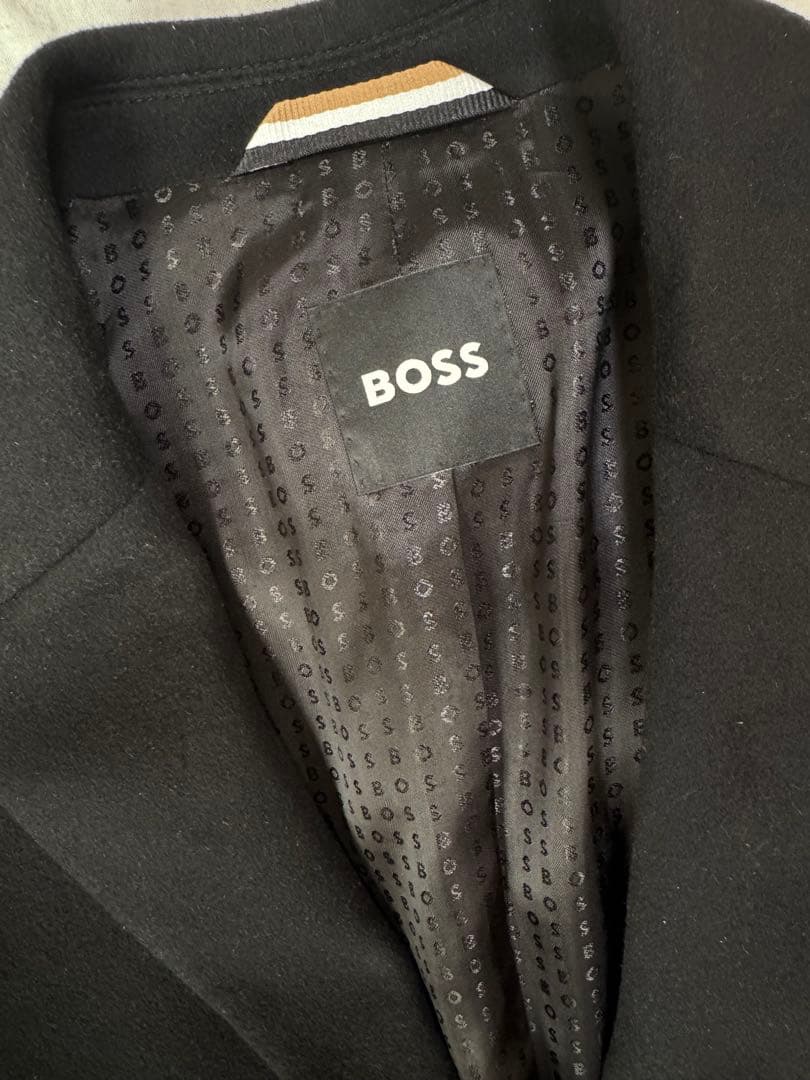 BOSS ブラック テーラード シングルコート 56
