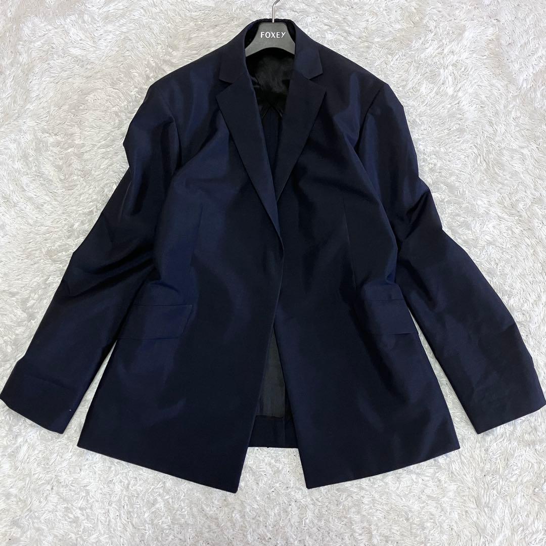 BLAMINK ブラミンク ボタンレス テーラード ジャケット ネイビー