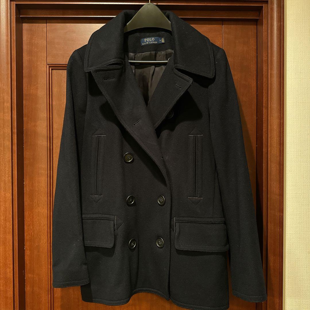 美品ポロラルフローレン　カシミヤ混ウールピーコート　ネイビー