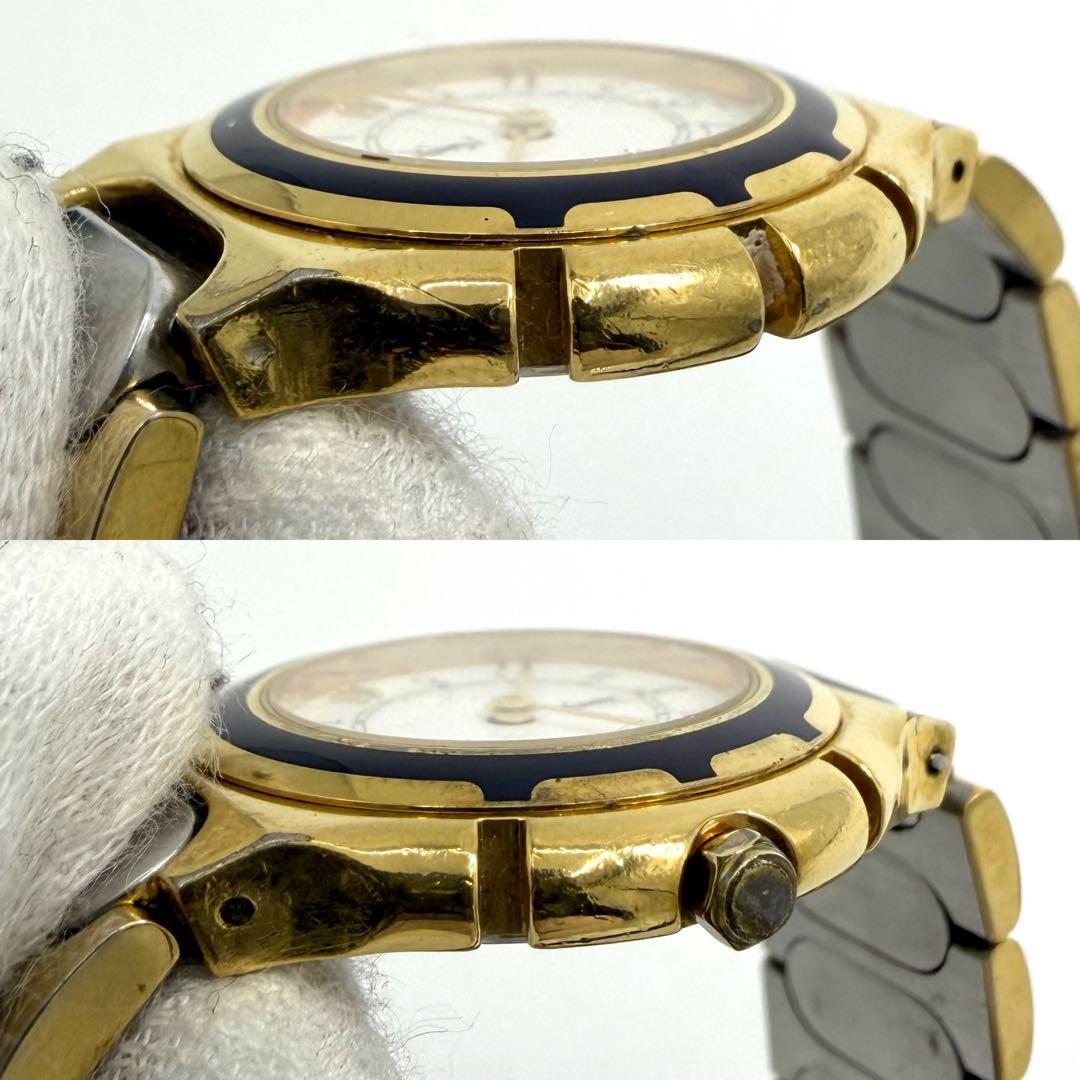 【稼働】 イヴサンローラン 腕時計 ゴールド コンビ 金針 レディース シルバー