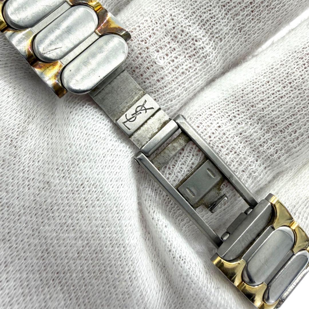 【稼働】 イヴサンローラン 腕時計 ゴールド コンビ 金針 レディース シルバー