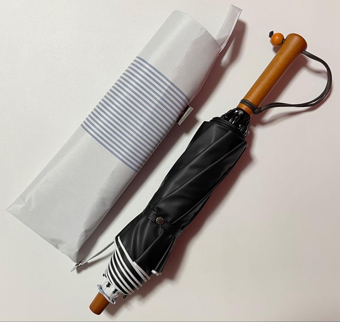 サンバリア100 折りたたみ日傘 2段折 ボーダー ブルー