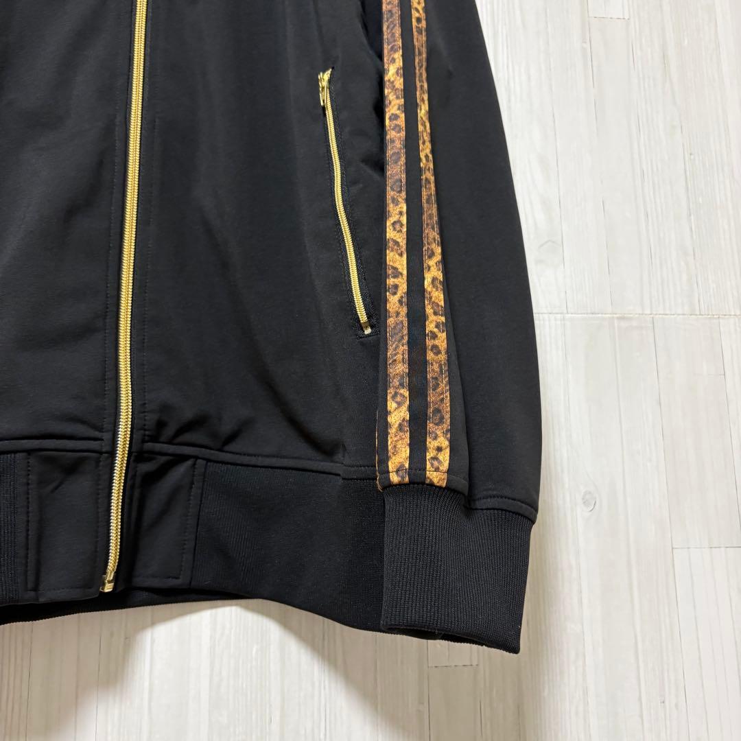 希少 adidas トレフォイル 刺繍 レオパード柄 黒金 トラックジャケット