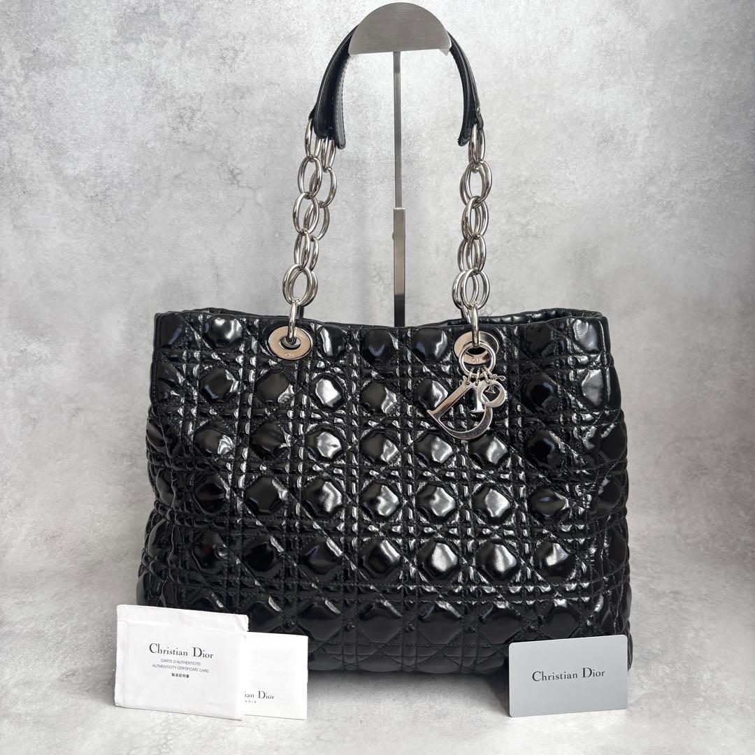 美品 Christian Dior カナージュ パナレア トートバッグ エナメル