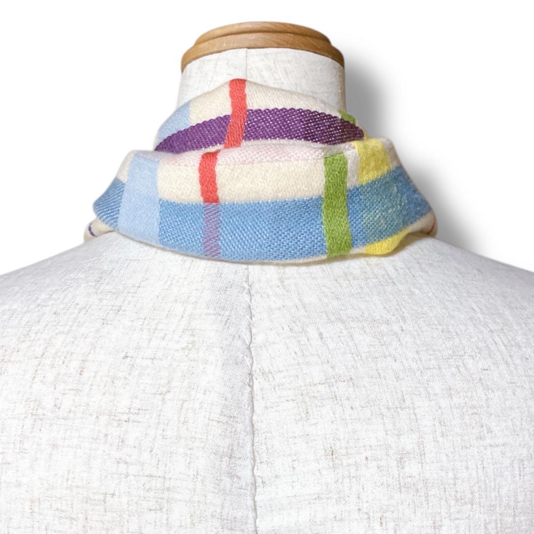 ジョンストンズ 良品 スコットランド製 メリノウール100% マフラー ベージュ