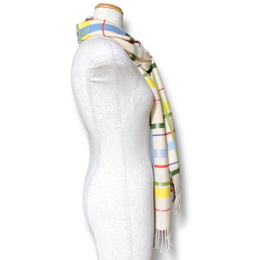 ジョンストンズ 良品 スコットランド製 メリノウール100% マフラー ベージュ