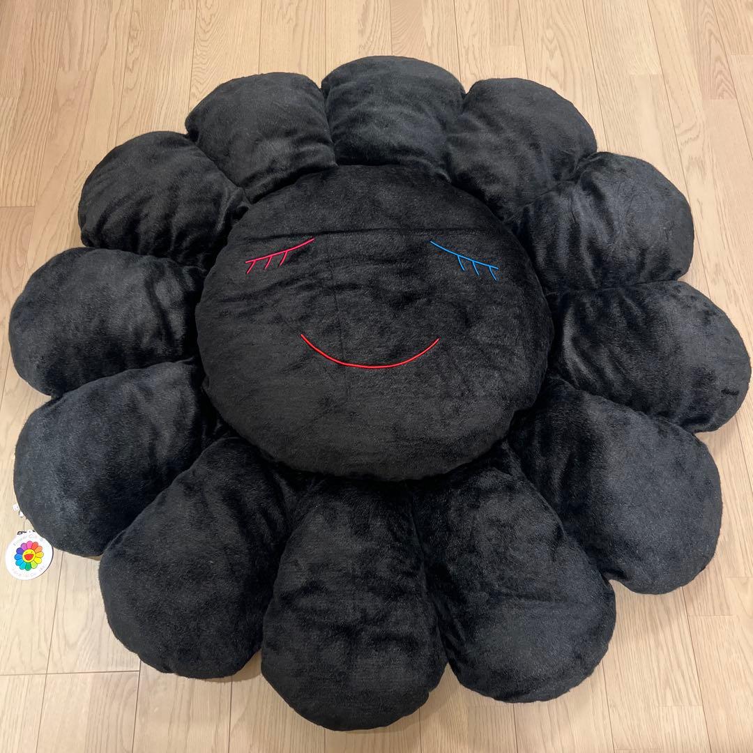 むっこ様　村上隆　特大フラワークッション　ブラック　1.5m
