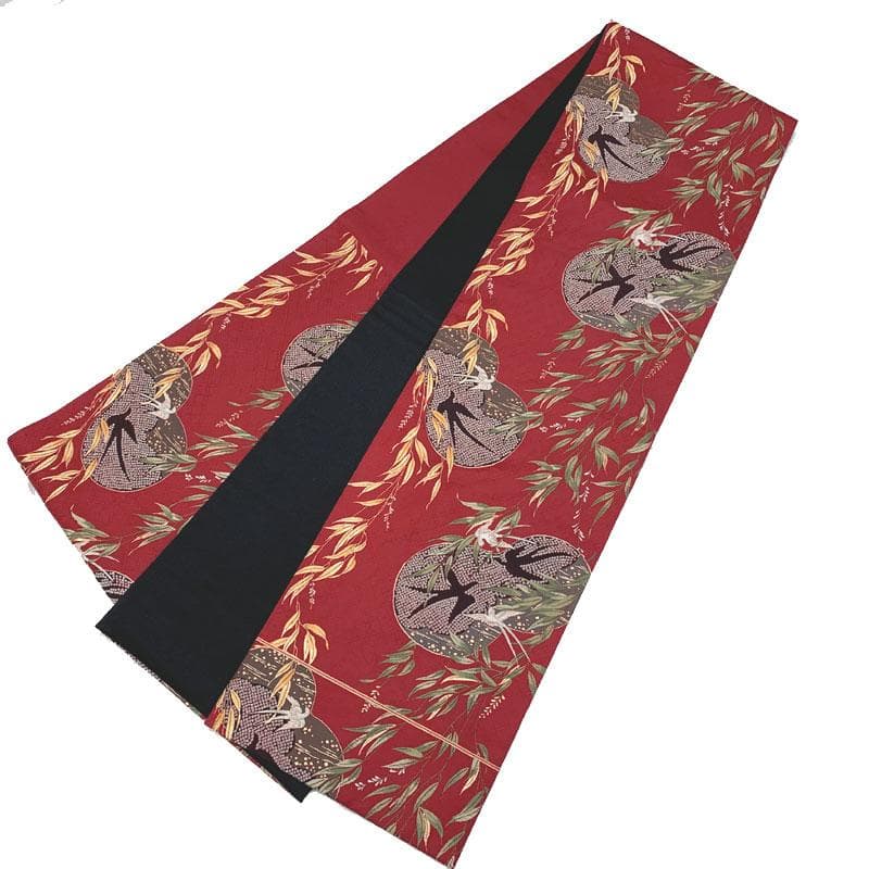 509my36◇大正ロマン 貝島はるみ 柳に瓢箪 鳥 燕 金糸 六通 袋帯◇美品