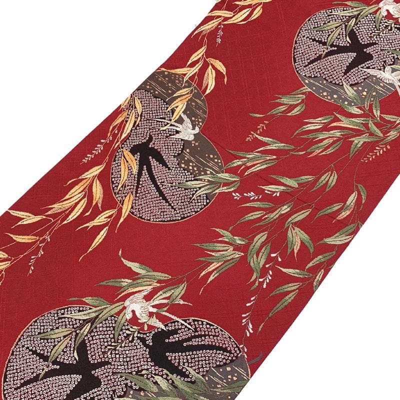 509my36◇大正ロマン 貝島はるみ 柳に瓢箪 鳥 燕 金糸 六通 袋帯◇美品