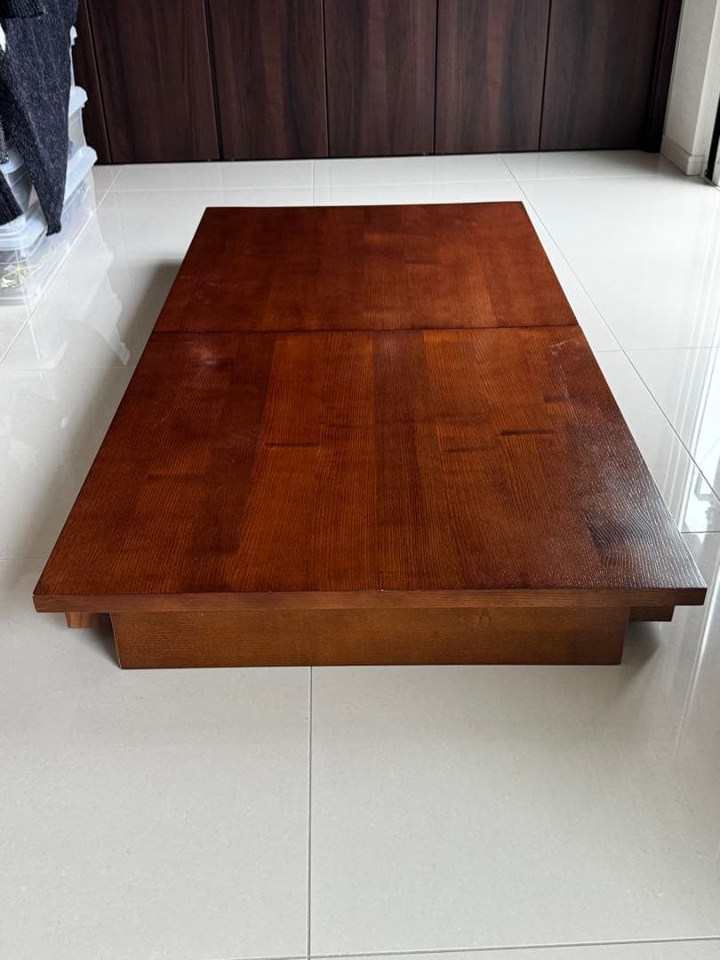 3段階伸縮　145・175・205cm木製ローテーブル　ダークブラウン