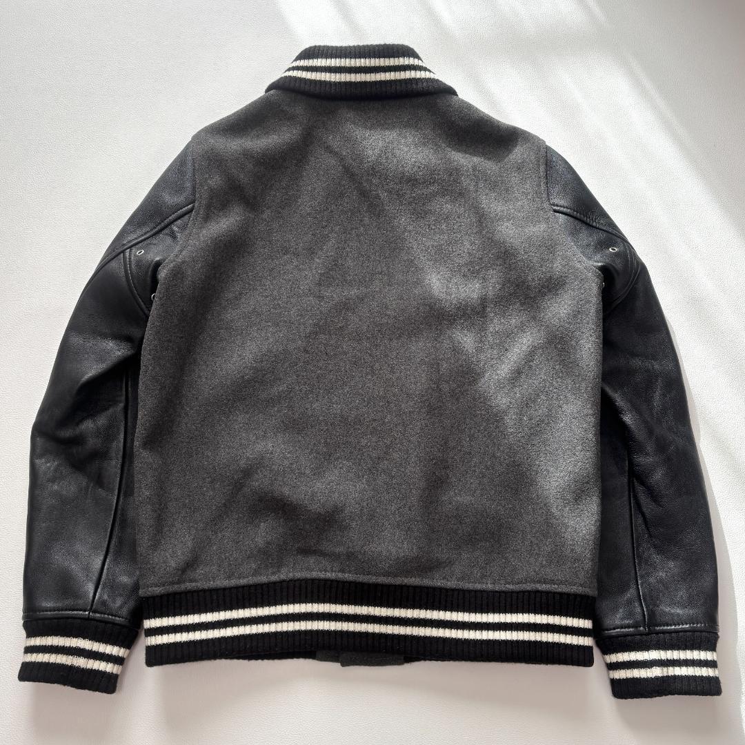 ビームス スタジャン ラムレザー 切り替え ファラオ ドンキーネック L グレー