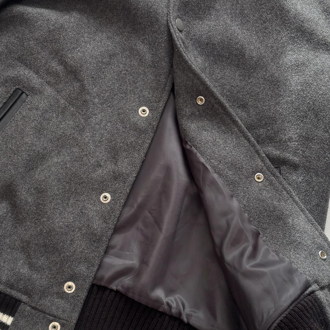 ビームス スタジャン ラムレザー 切り替え ファラオ ドンキーネック L グレー