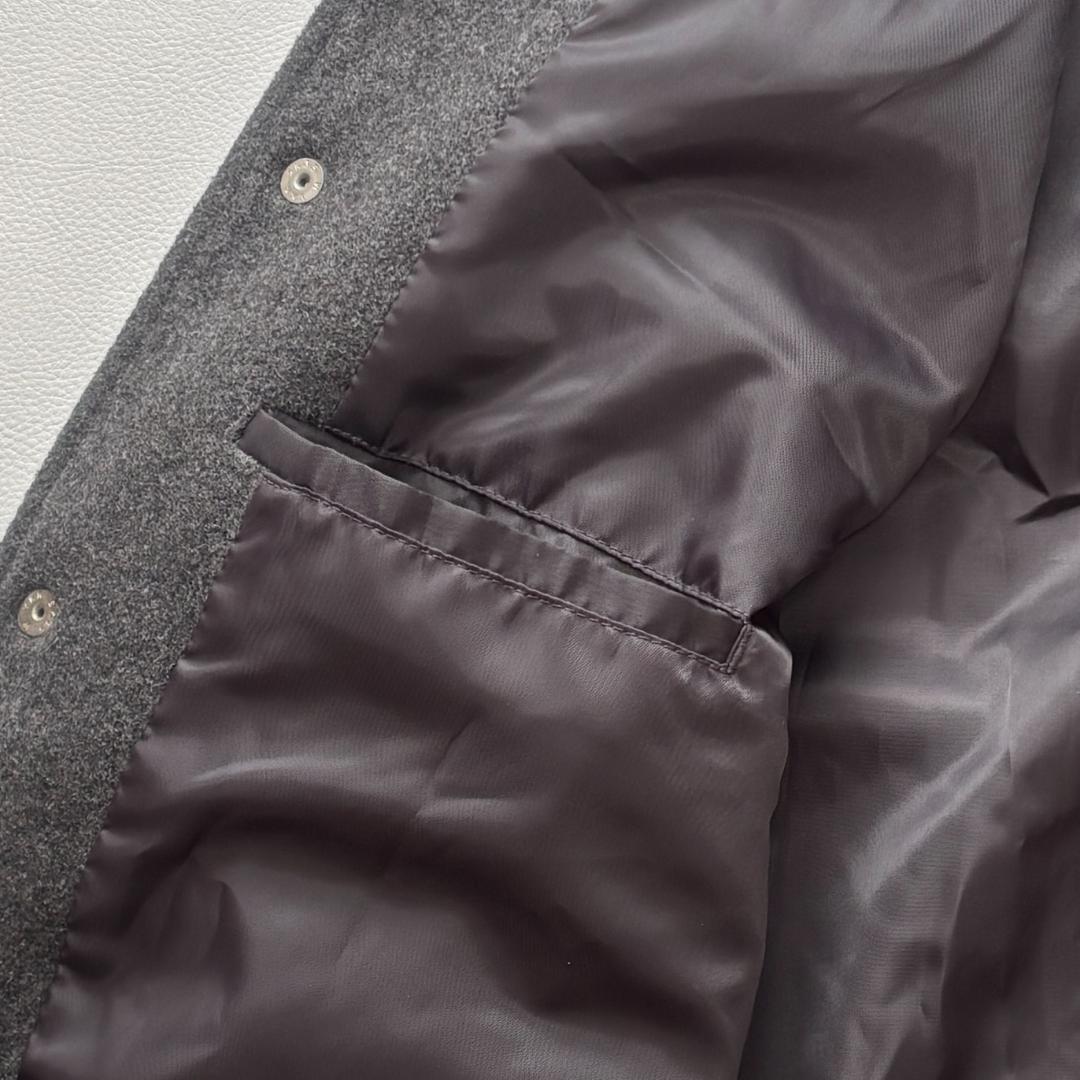 ビームス スタジャン ラムレザー 切り替え ファラオ ドンキーネック L グレー