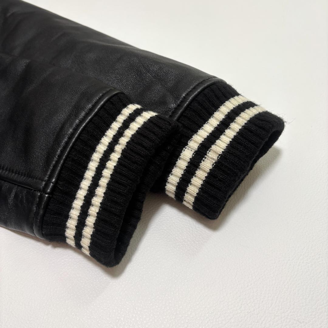 ビームス スタジャン ラムレザー 切り替え ファラオ ドンキーネック L グレー