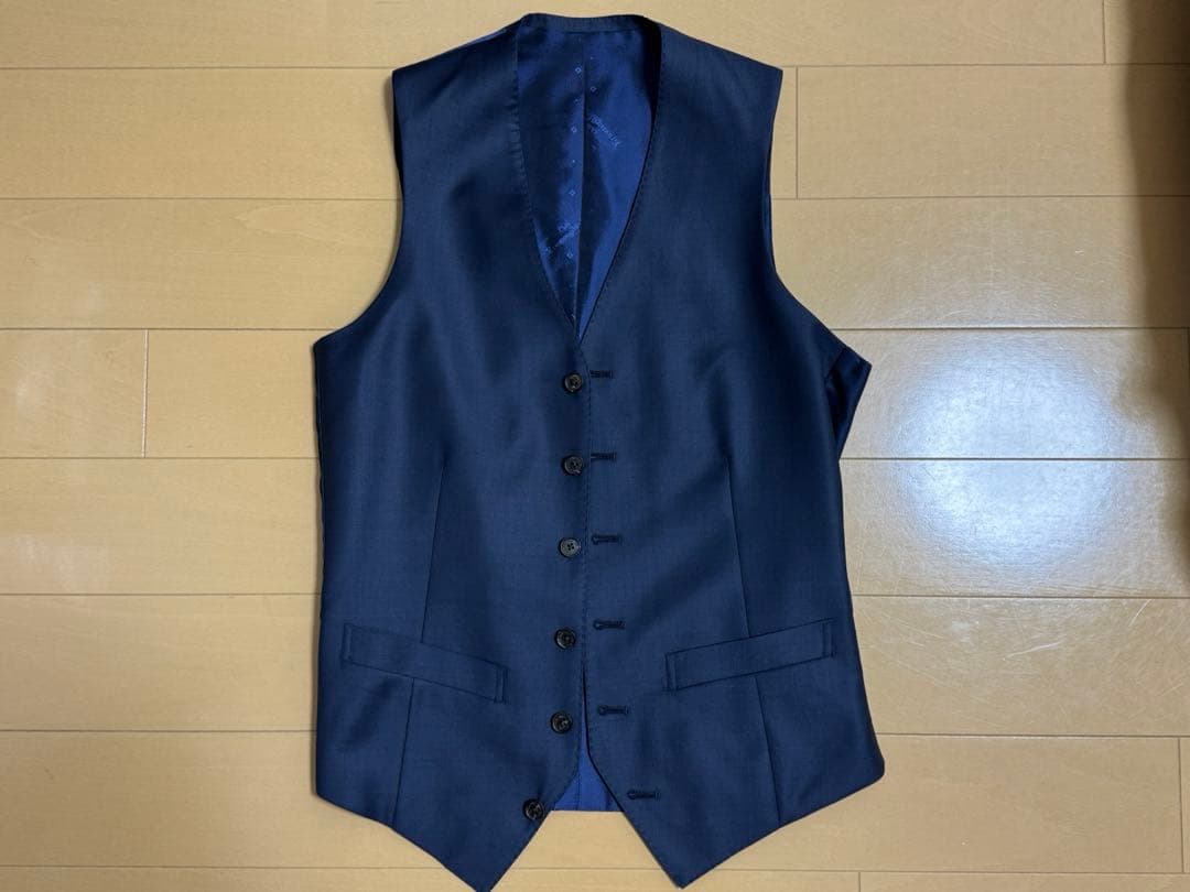 超美品イタリア名門 ゼニア トロフェオ ネイビー 3ピーススーツ