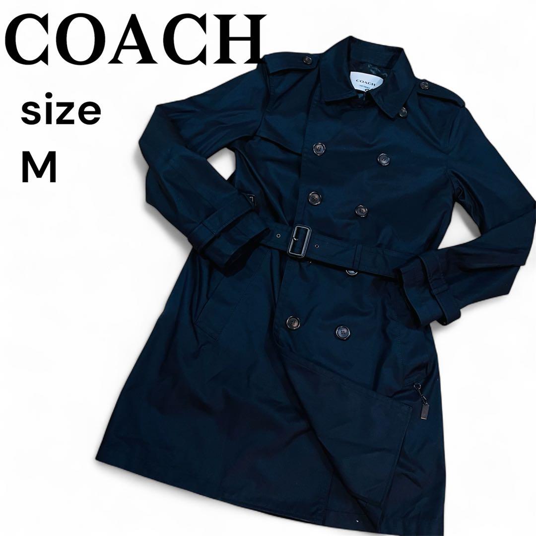 美品✨COACH ネイビー トレンチコート Mサイズ 上品シルエット