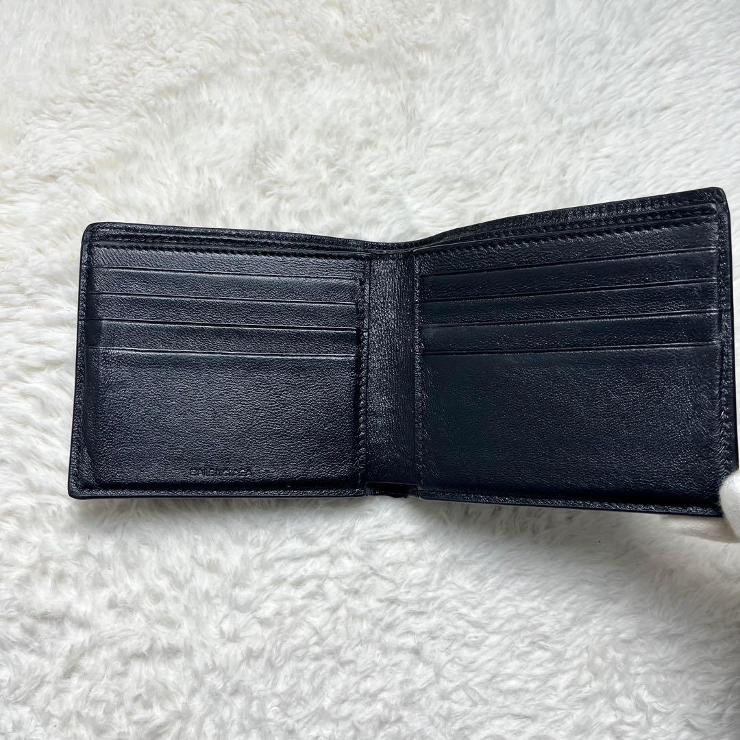 一撃BALENCIAGA 折り財布　レザー　ブラック