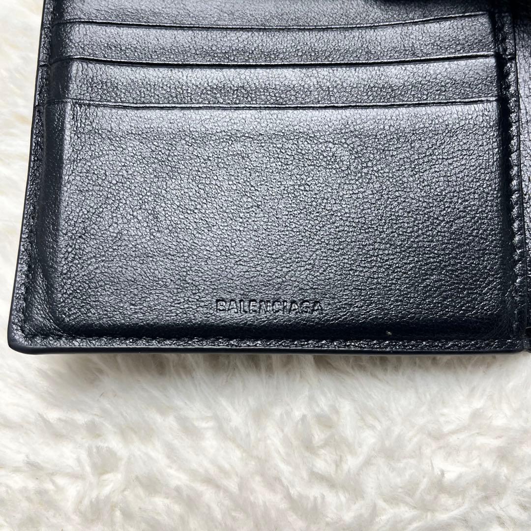 一撃BALENCIAGA 折り財布　レザー　ブラック