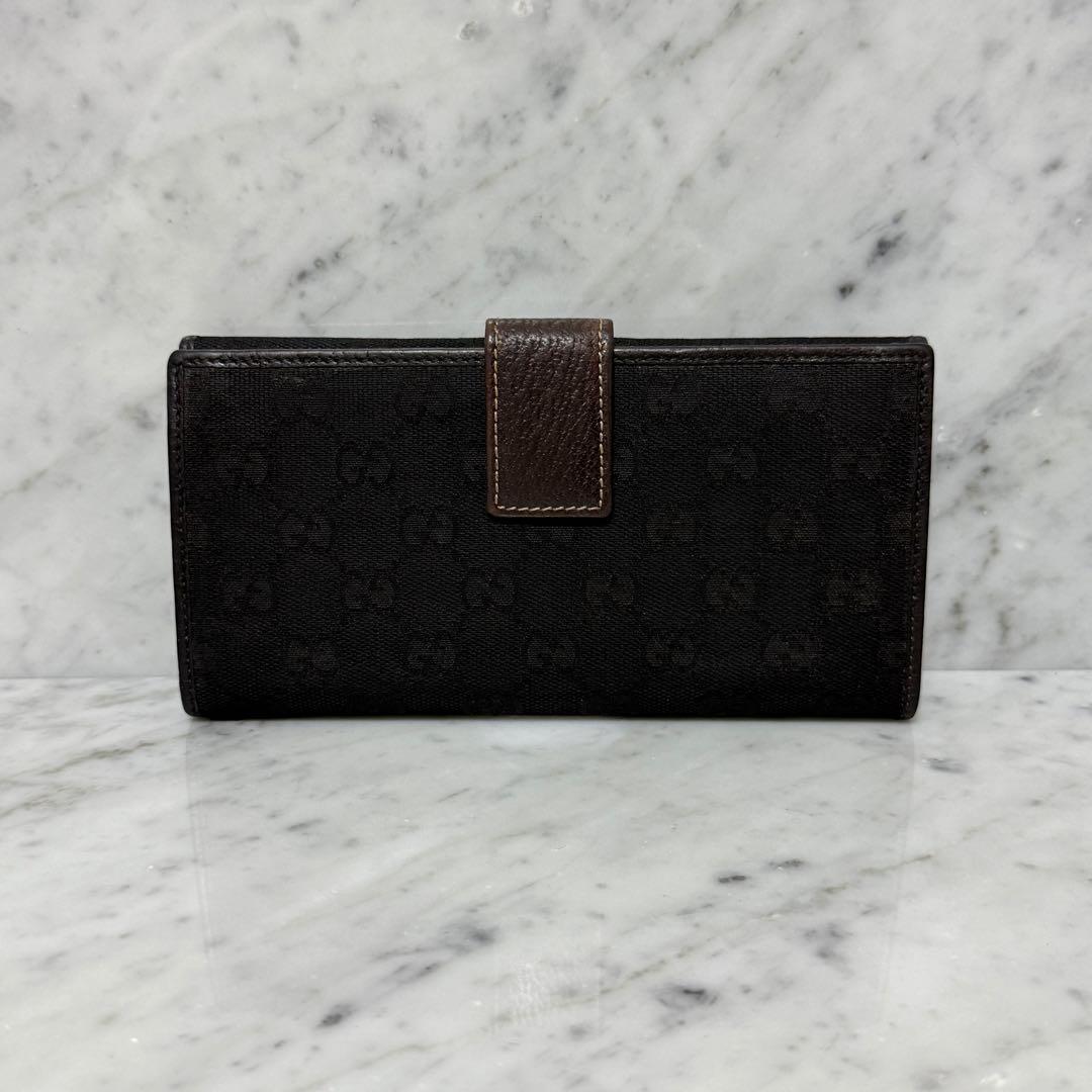 GUCCI グッチ 長財布 ブラック 黒 キャンバス リボン シェリー GG