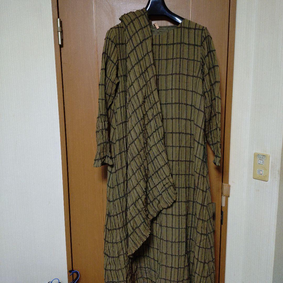 ヨーガンレール　茶系　ロングワンピース 大判ストール付き