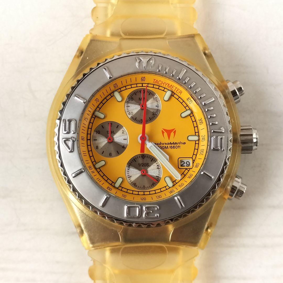 テクノマリーン　クロノグラフ　ダイバーズ　難あり　クオーツ稼働品