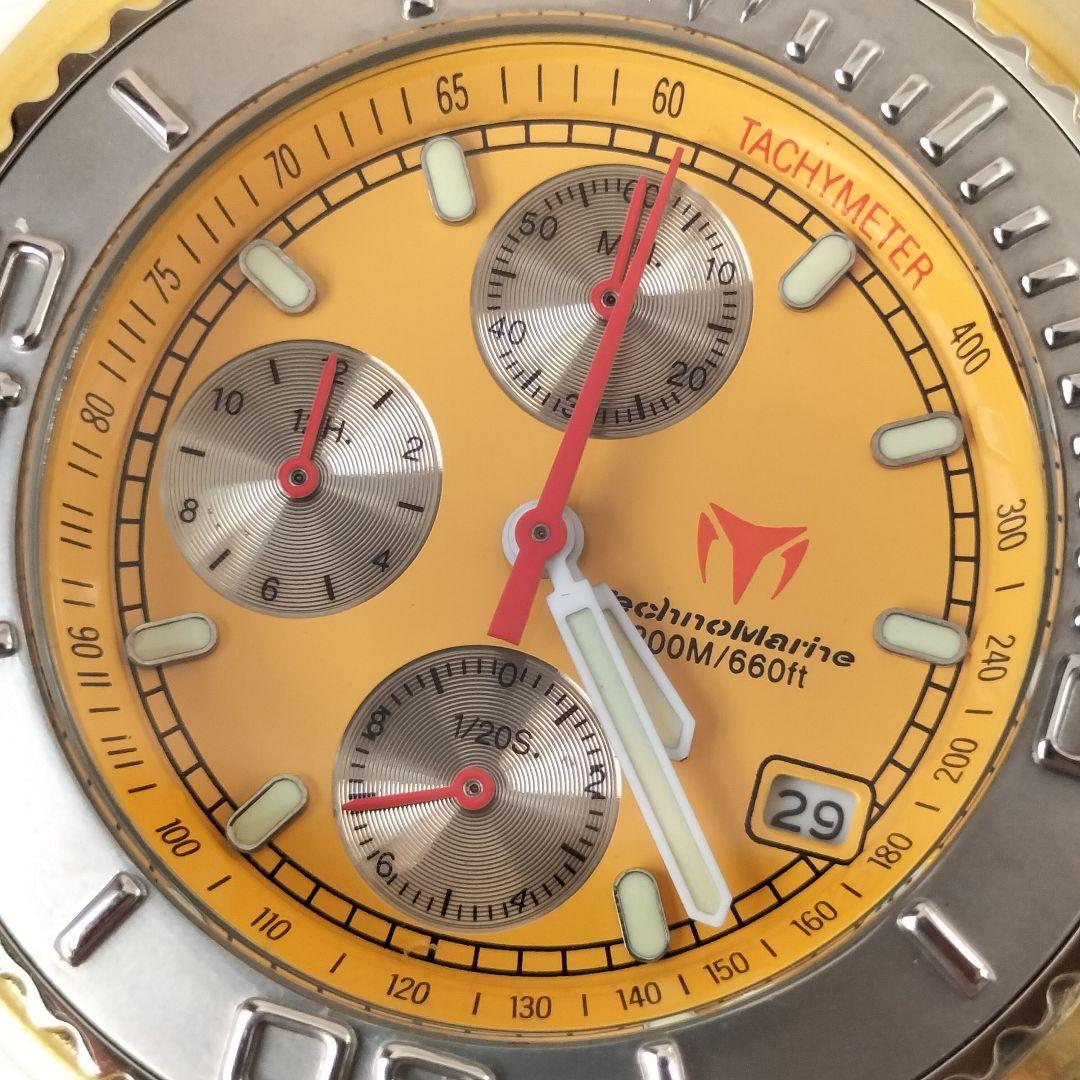 テクノマリーン　クロノグラフ　ダイバーズ　難あり　クオーツ稼働品