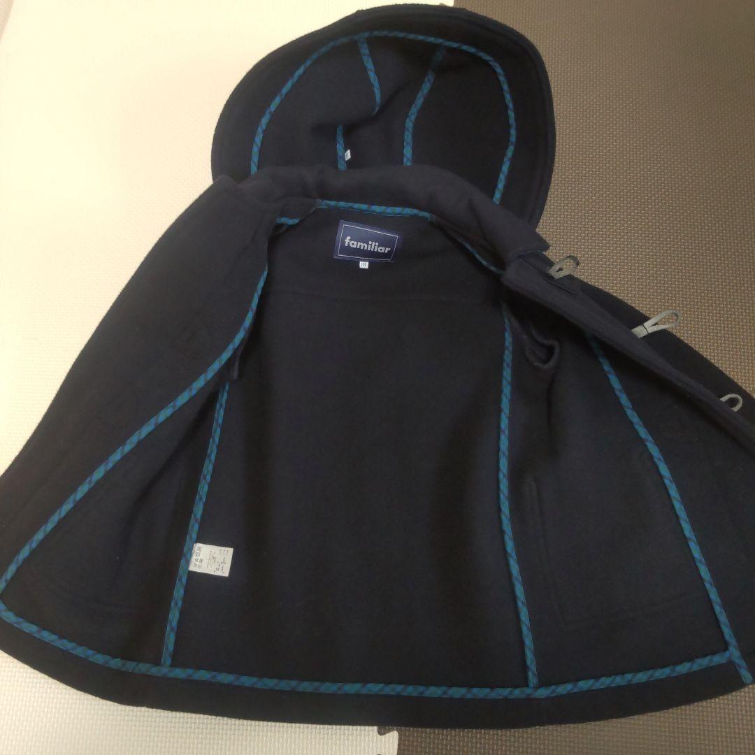 familiar ネイビー フード付きダッフルコート　現行　美品　ファミリア
