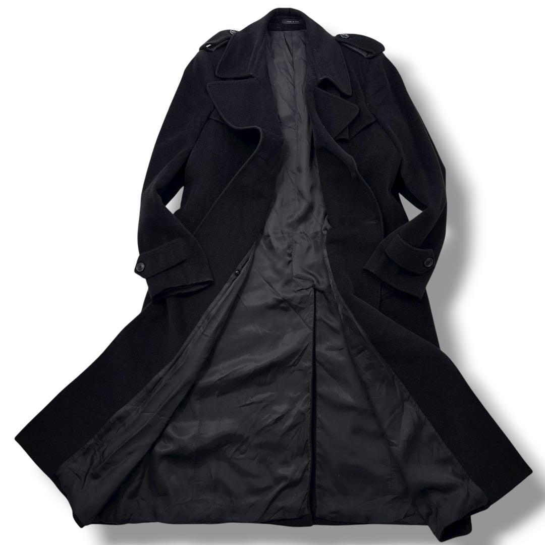 高級】ARMANI　エンポリオアルマーニ 　アンゴラ　トレンチコート　ロング　黒