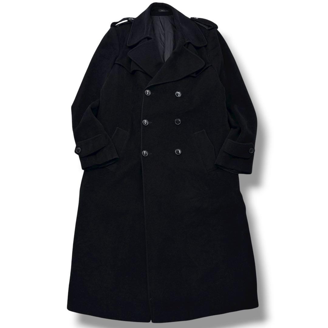 高級】ARMANI　エンポリオアルマーニ 　アンゴラ　トレンチコート　ロング　黒