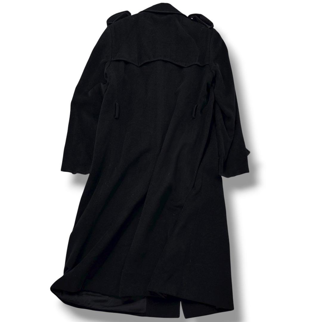 高級】ARMANI　エンポリオアルマーニ 　アンゴラ　トレンチコート　ロング　黒