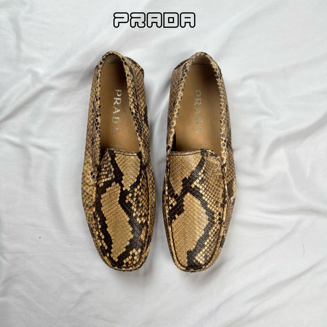 靴 PRADA python driving shoes loafers
