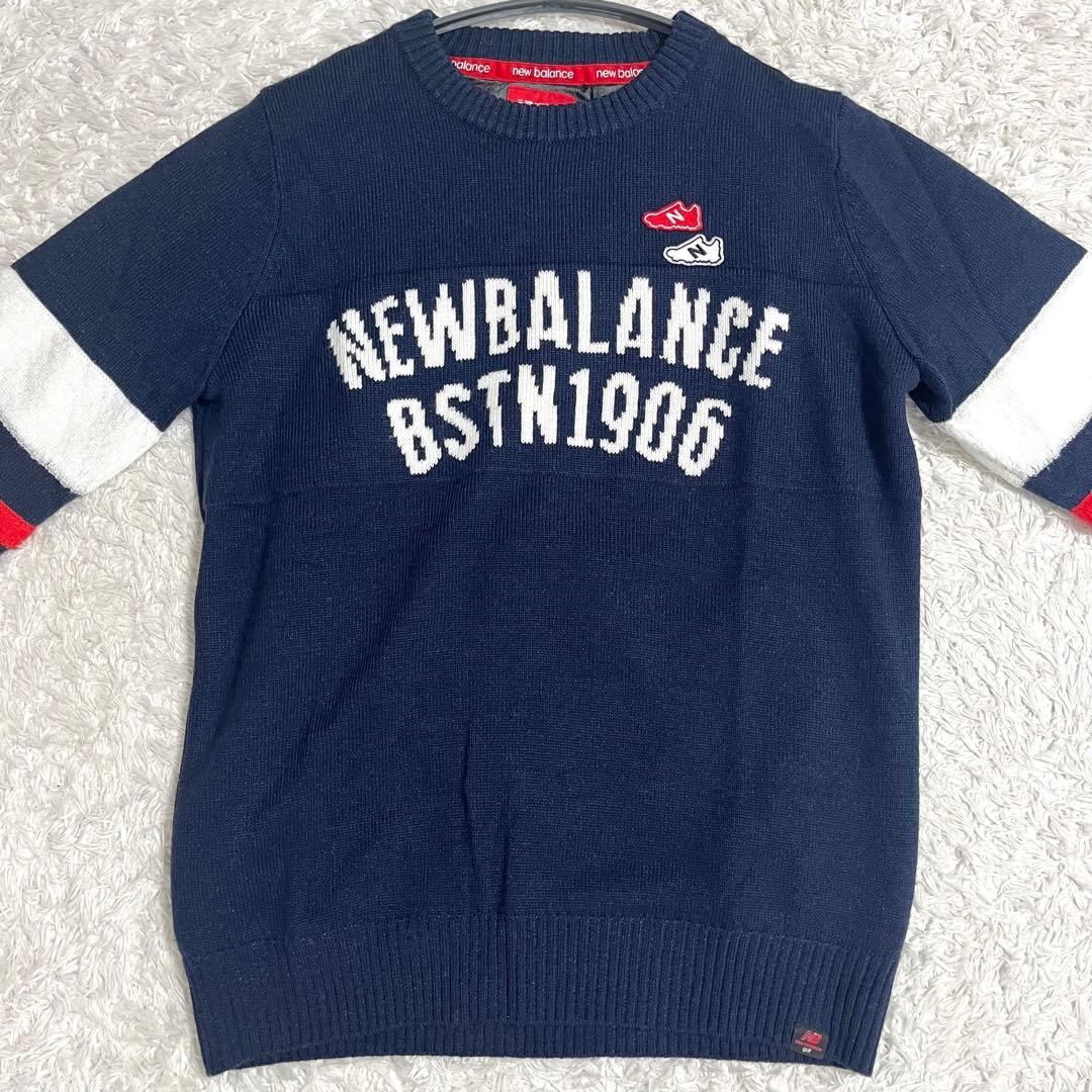 ニューバランス ゴルフウェア ニット セーター L相当 防風防寒 ビッグロゴ
