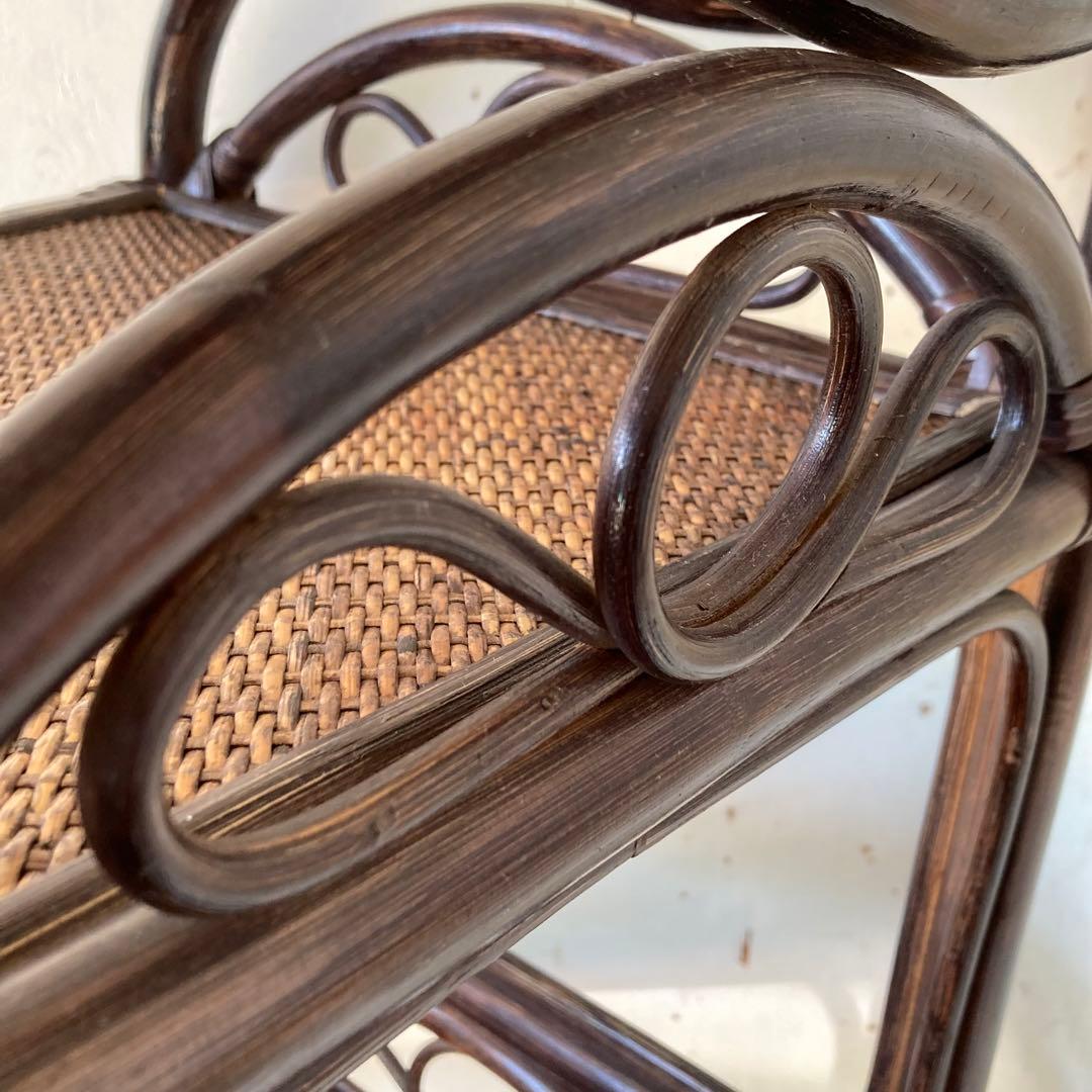 ヴィンテージ ラタン コーナーシェルフ 飾り棚 家具 古道具