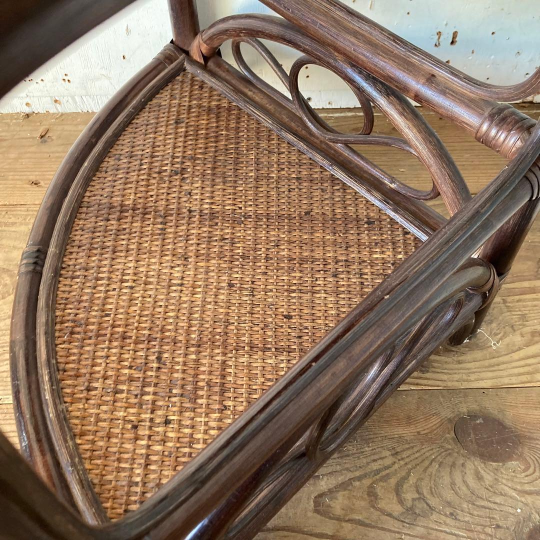 ヴィンテージ ラタン コーナーシェルフ 飾り棚 家具 古道具