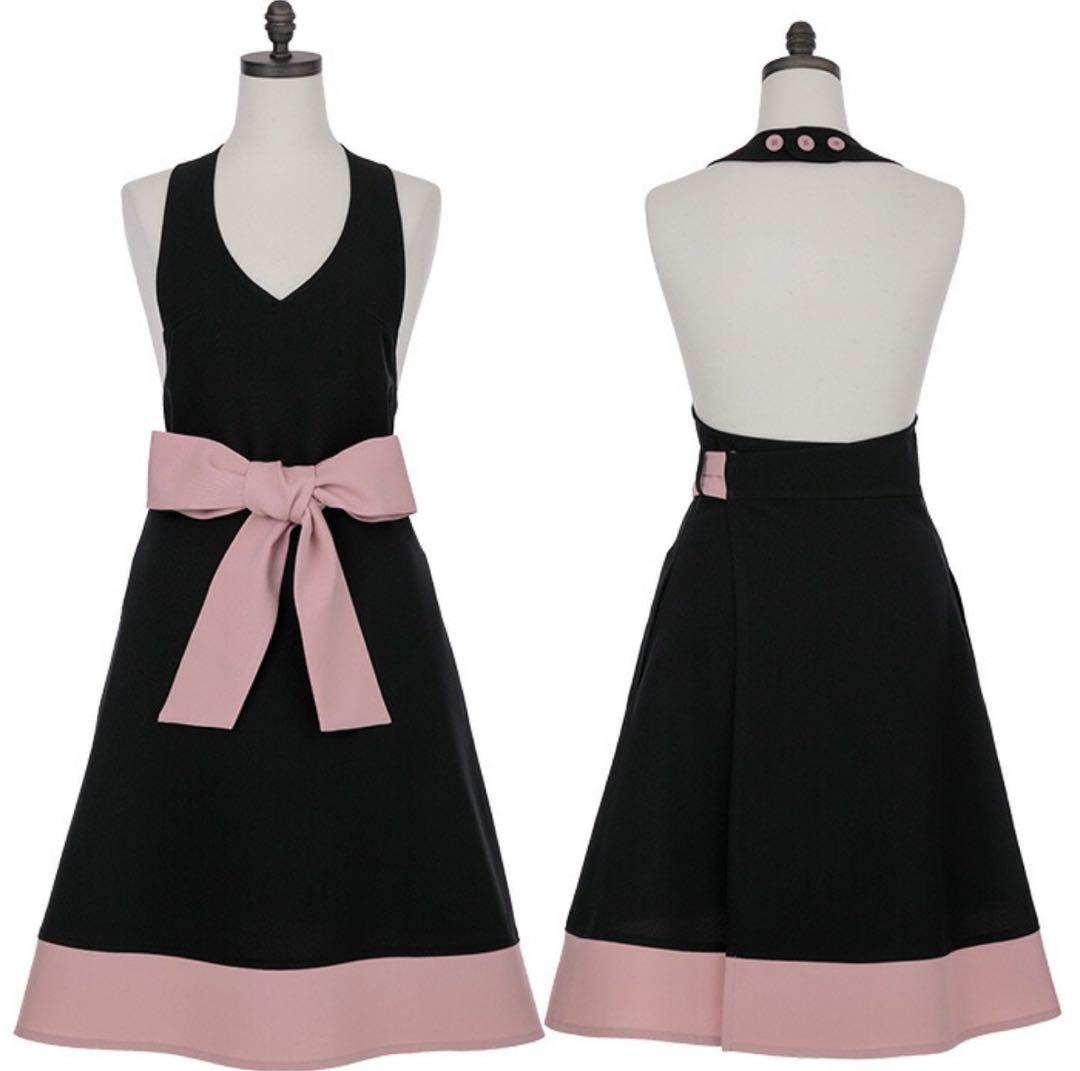 新品タグ付き　ブラック＆ロータスピンクローブエプロン ARB63