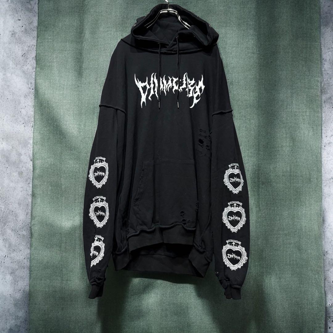 DimMoire ダメージ クラッシュ BIG フーディー パーカー ブラック