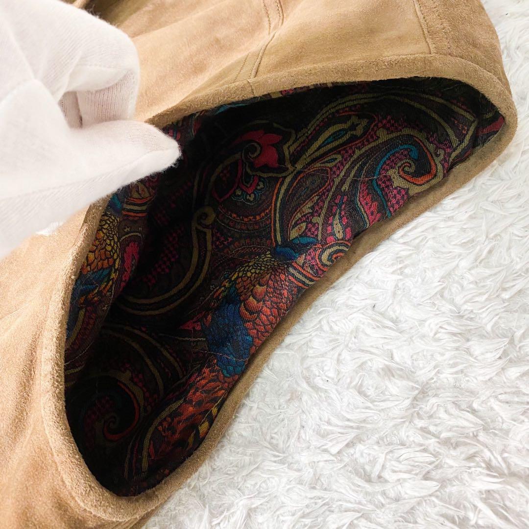 極美品！グッチ レザーベストGG金ボタン 裏地総ペイズリー柄 ヴィンテージXL