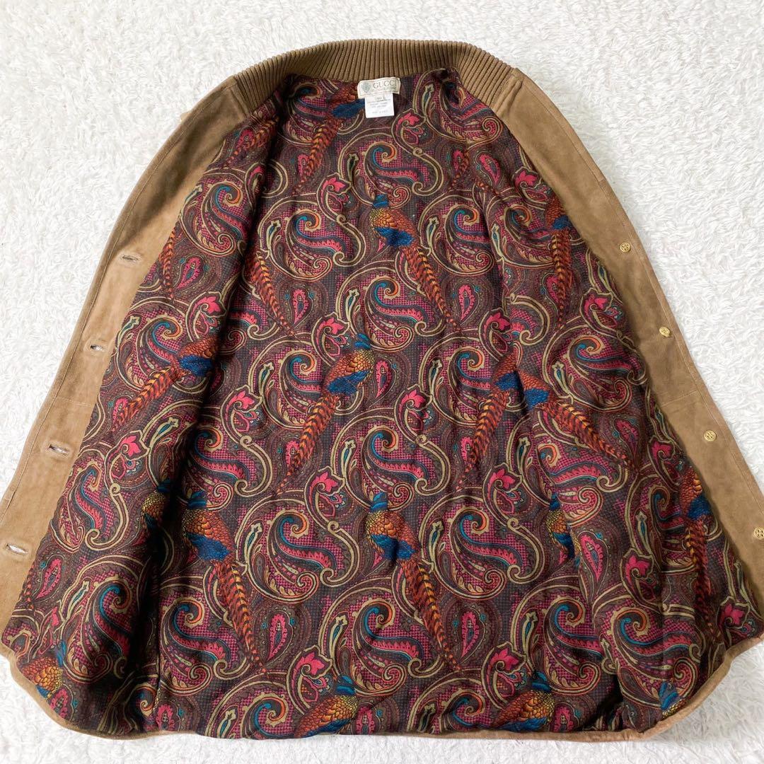 極美品！グッチ レザーベストGG金ボタン 裏地総ペイズリー柄 ヴィンテージXL