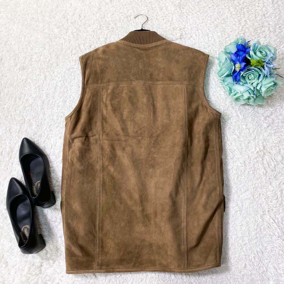 極美品！グッチ レザーベストGG金ボタン 裏地総ペイズリー柄 ヴィンテージXL