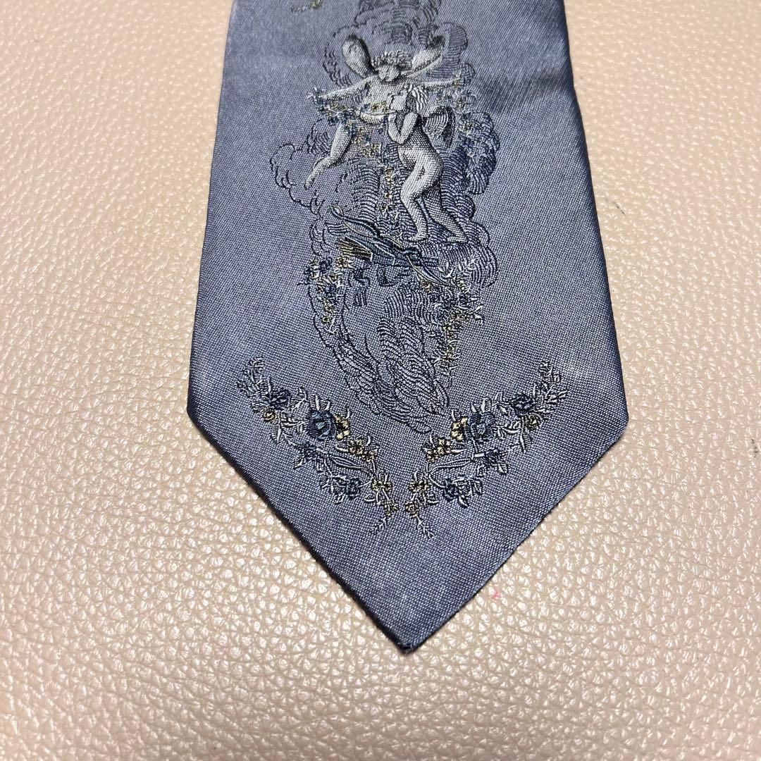 ドミニクフランス　ネクタイ　ストライプ ドット　チェック　グレー　灰色