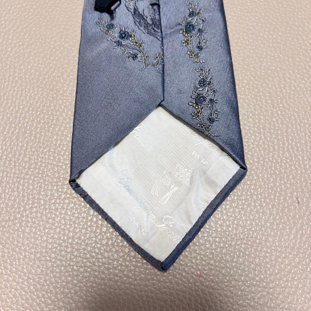 ドミニクフランス　ネクタイ　ストライプ ドット　チェック　グレー　灰色