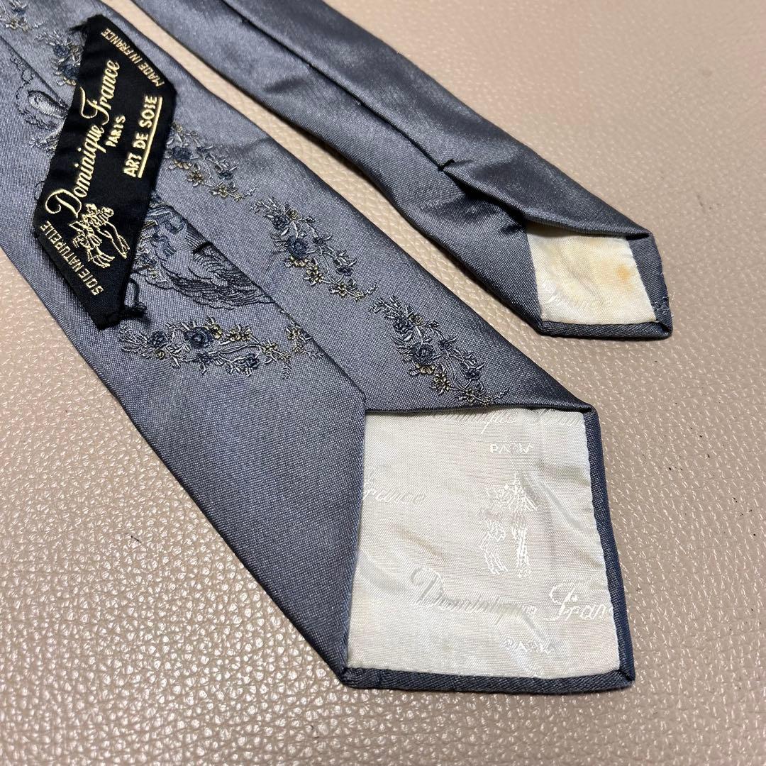 ドミニクフランス　ネクタイ　ストライプ ドット　チェック　グレー　灰色