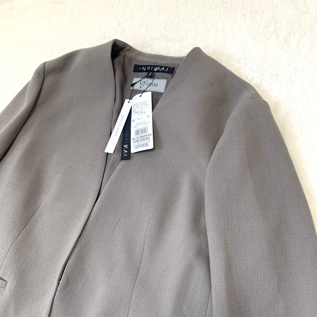 yuka様 新品タグ付 日本製 定価 INDIVI ノーカラージャケット ウール