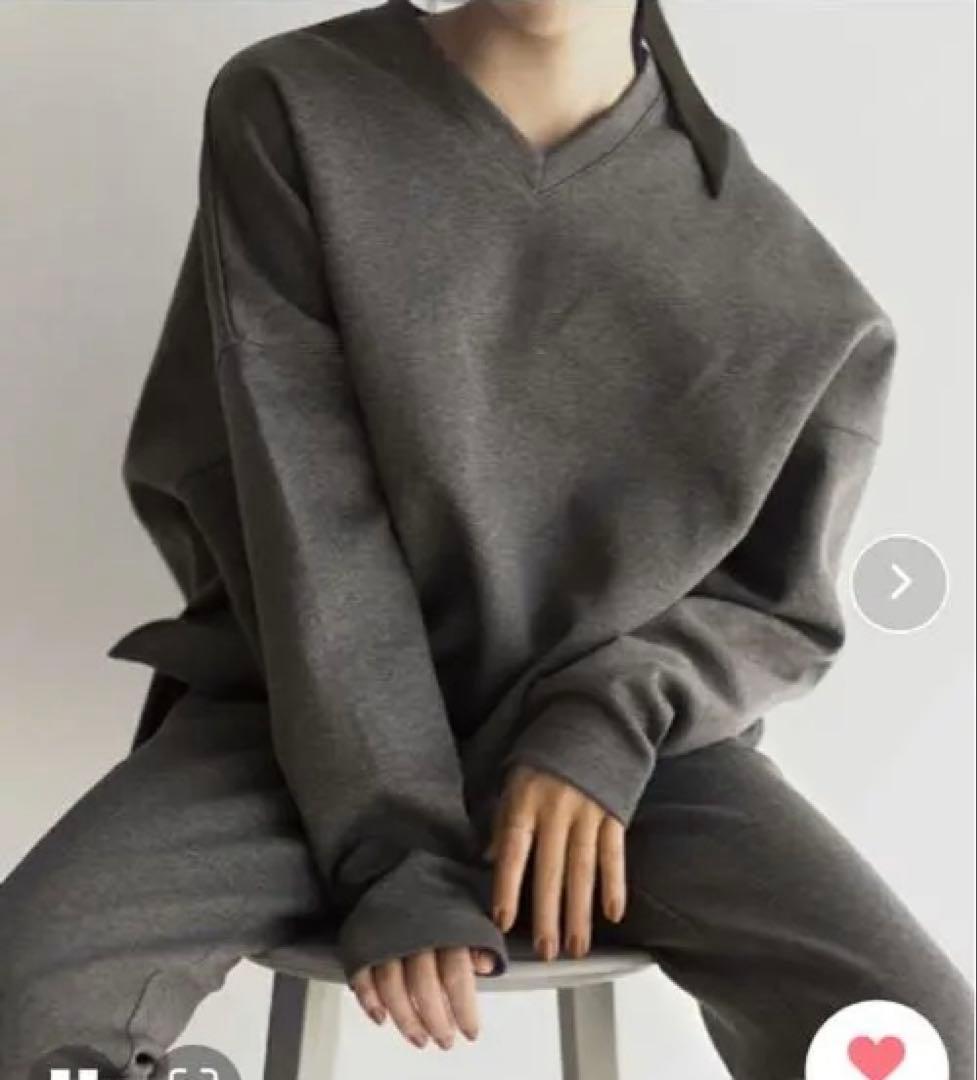 COUDRE クードル ダークグレー Vネック 長袖 スウェット 金子綾