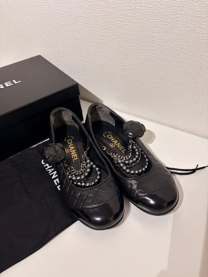 Chanel シャネル バレリーナ ココマーク パールパンプス フラットシューズ