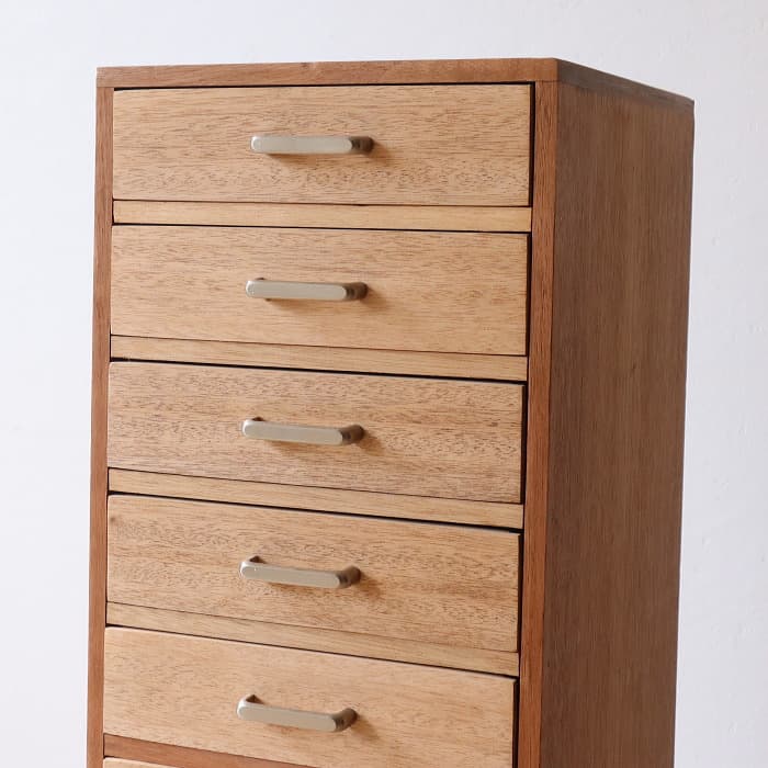 アンティーク 引出し10杯 整理箱 タンス 古家具 ラワン 木製 無塗装 レトロ