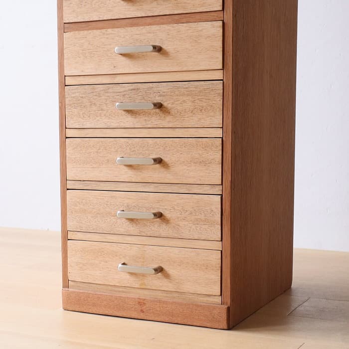 アンティーク 引出し10杯 整理箱 タンス 古家具 ラワン 木製 無塗装 レトロ