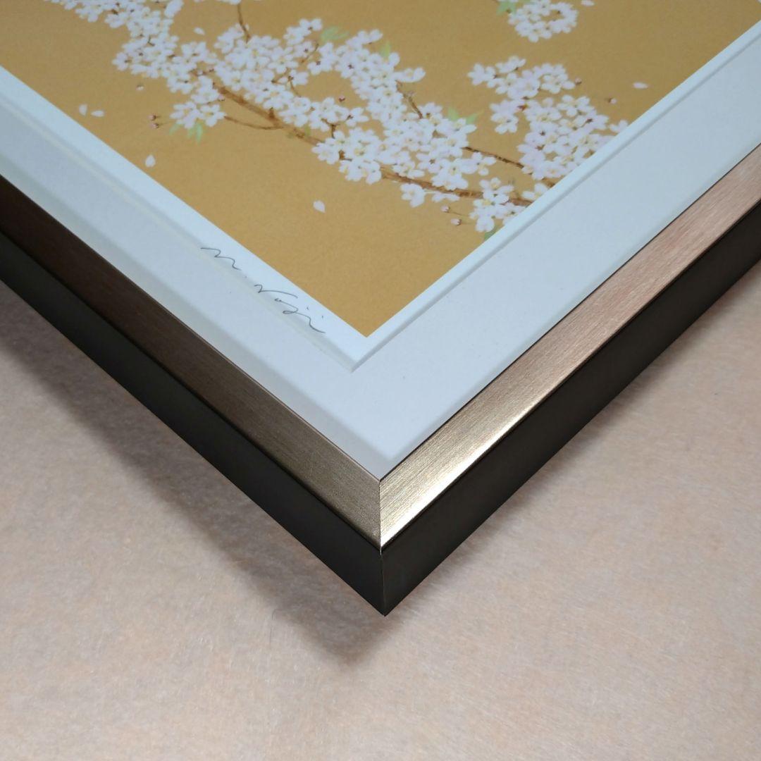 桜の版画 A3 ゴールドフレーム付き アーカイバルプリント 野地美樹子 和モダン